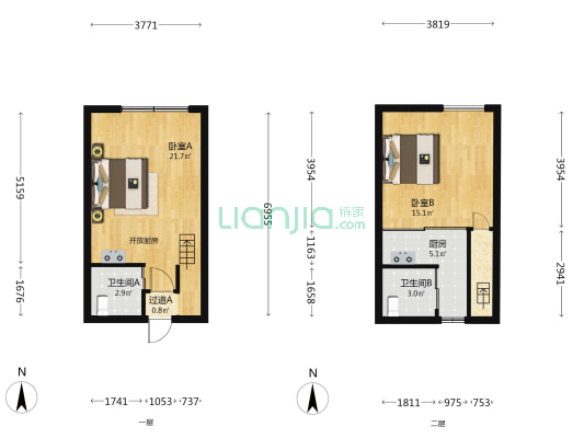 上成商业广场 2室0厅2卫 37平方