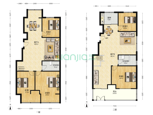 幸福里 5室2厅2卫 245平方