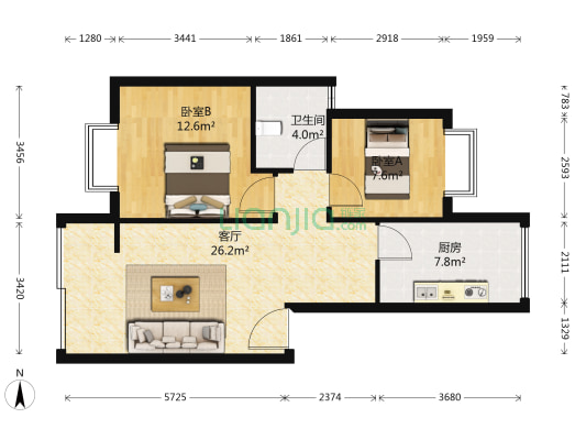 高桥B2 2室1厅1卫 70平方