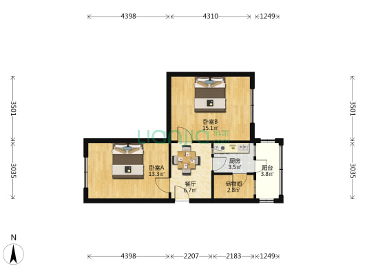 万岁街 2室1厅0卫 63平方