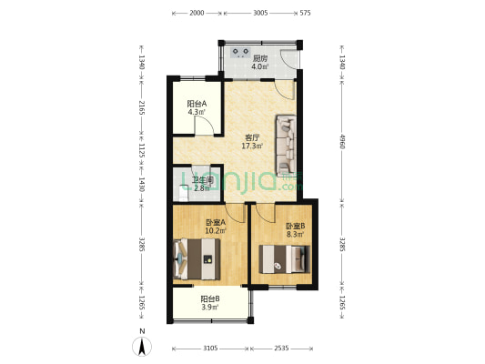 天淳园 2室1厅1卫 59平方