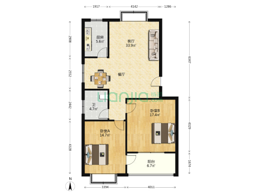 寒亭商业总公司商住楼 2室1厅1卫 106平方