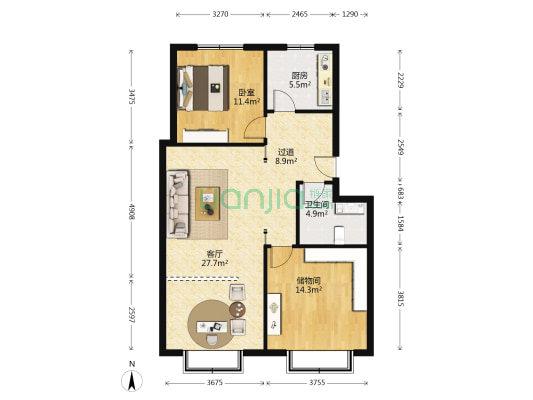 积米崖综合楼 1室1厅1卫 95平方