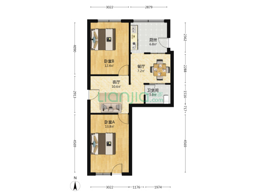 紫阳路92号 2室2厅1卫 69平方
