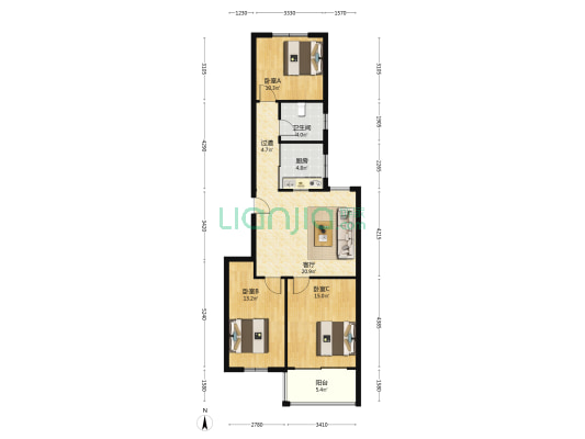 城上城小区 3室1厅1卫 106平方