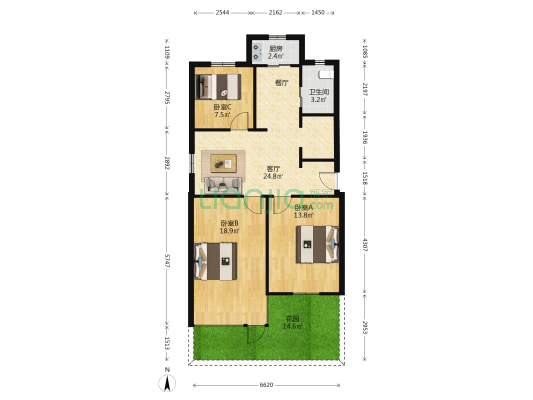 尚书里散盘 3室1厅1卫 83平方