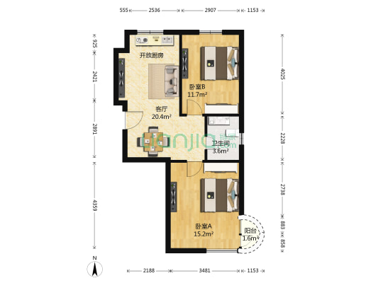 阳光书香苑 2室1厅1卫 71平方