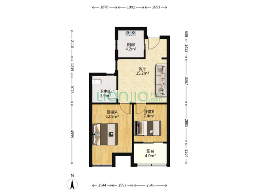 凤悦北园 2室1厅1卫 66平方