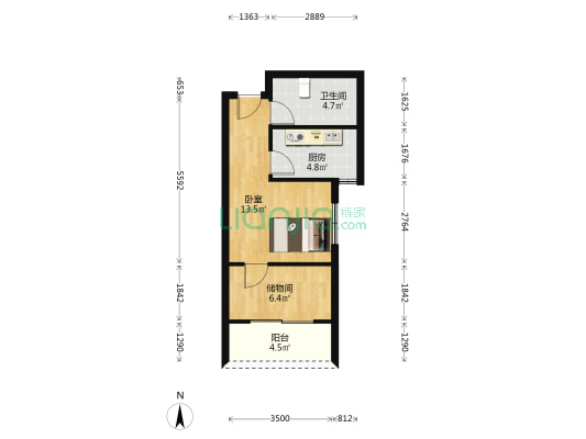 龙峰花园 1室0厅1卫 45平方