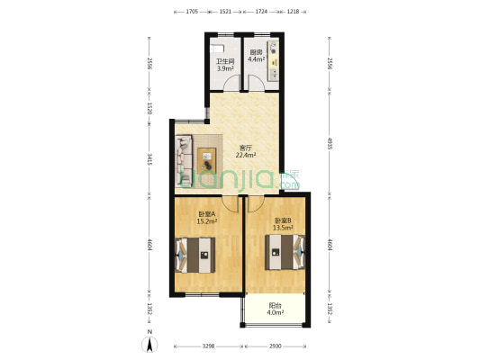 金泉花园一期 2室1厅1卫 80平方