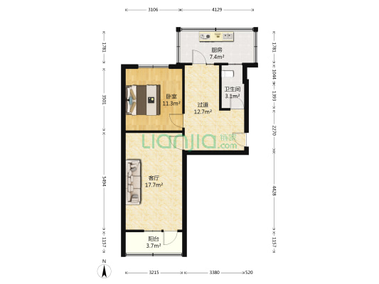 福松街 1室1厅1卫 57平方