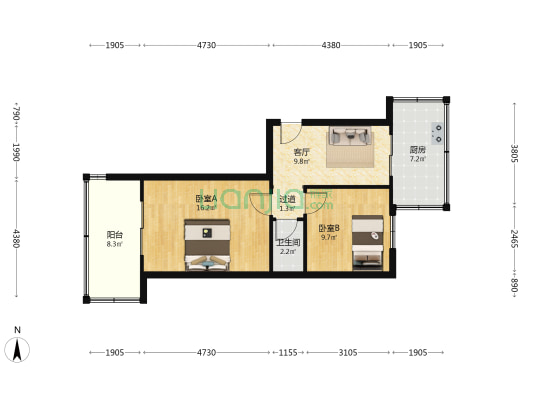 莲湖区双仁府28号院 2室1厅1卫 54平方