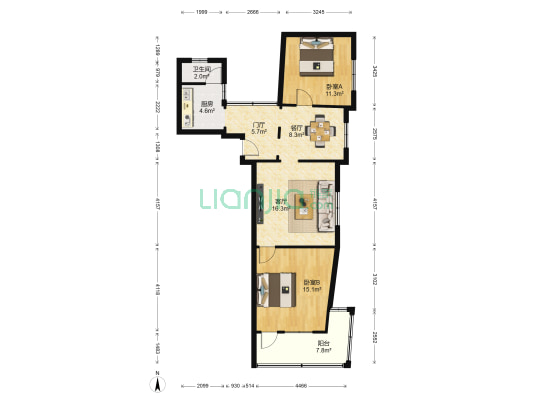 交通路 2室2厅1卫 82平方