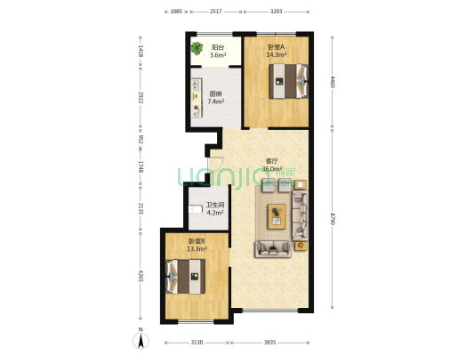 群力家园D区 2室1厅1卫 118平方