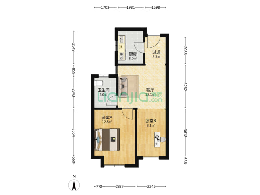 红豆杉养生谷(西区) 2室1厅1卫 71平方