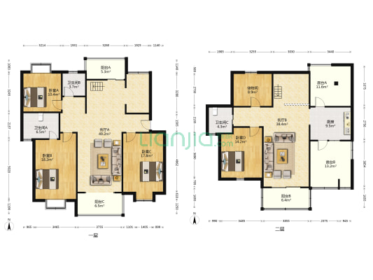 金山苑三区南区 4室2厅3卫 196平方