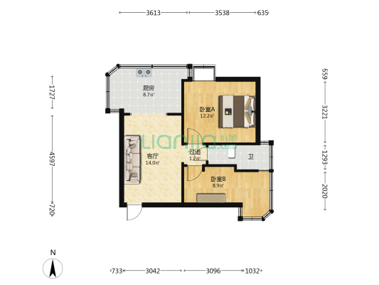 菊花小区 2室1厅1卫 53平方