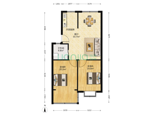 夏驾园华苑 2室1厅1卫 85平方