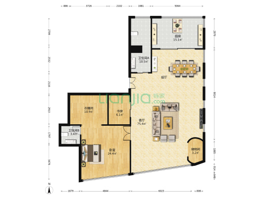 国盛中心 2室1厅2卫 221平方