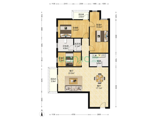 华丰花园十区 3室2厅2卫 111平方