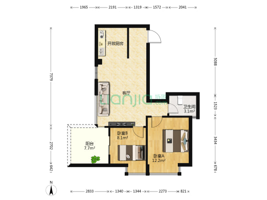 海韵假日家园 2室1厅1卫 68平方