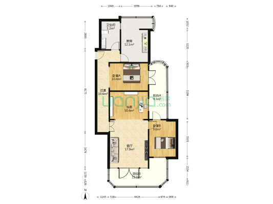 黄浦大楼 3室1厅1卫 123平方