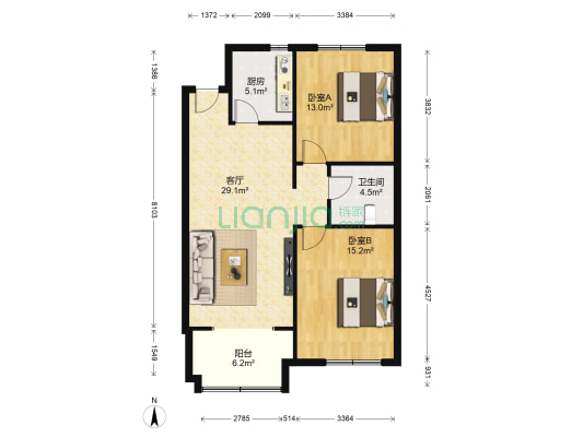 泰合府 2室1厅1卫 102平方