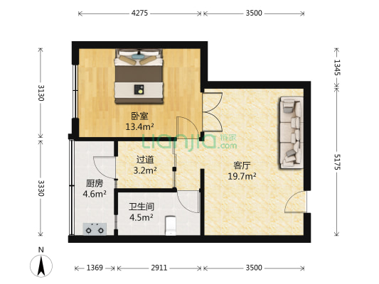 福春西小区 1室1厅1卫 57平方