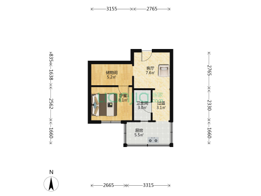 财政局宿舍 1室1厅1卫 38平方