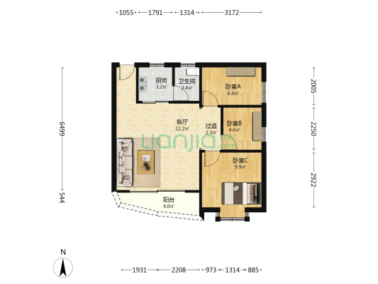 祥和楼 3室1厅1卫 82平方