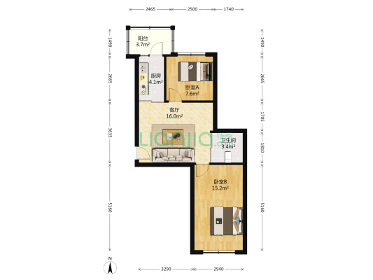汉祥家园 2室1厅1卫 65平方