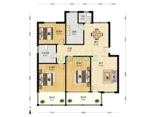 北门大街351号 3室2厅2卫 132平方