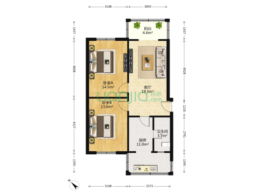 武侯祠东街2号 2室1厅1卫 79平方