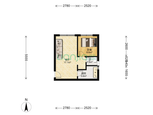 三瓦窑街208号 1室1厅1卫 36平方