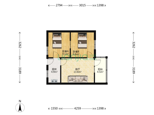 次南巷6号 2室1厅0卫 47平方