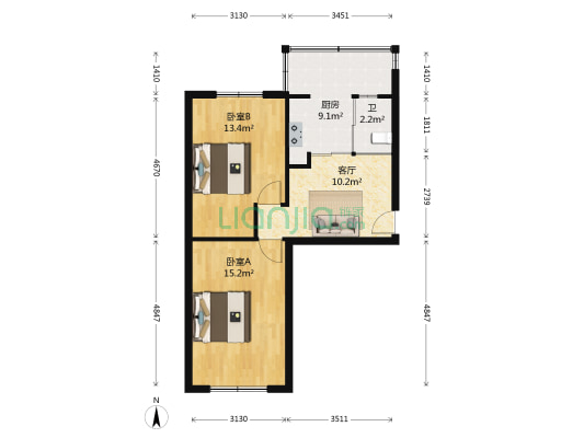 奥威5514小区 2室1厅1卫 62平方