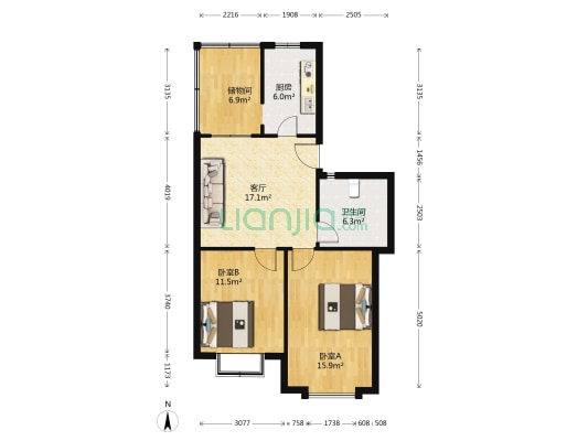 碧波苑 2室1厅1卫 82平方