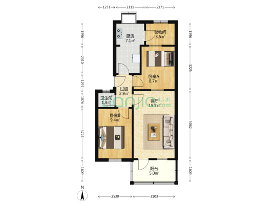 华光路南五巷 2室1厅1卫 65平方