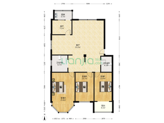 大舜天成 3室2厅2卫 155平方