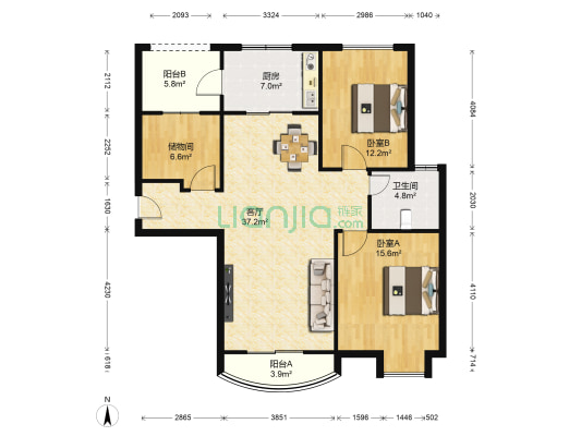 慈溪碧桂园豪园 2室1厅1卫 117平方