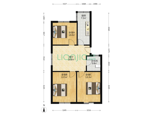 铜陵路340 3室1厅1卫 80平方