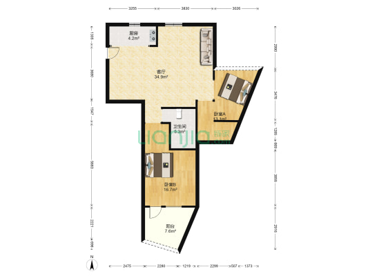 三联桂语山居 2室1厅1卫 97平方