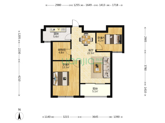 铁琴花园 2室1厅0卫 75平方