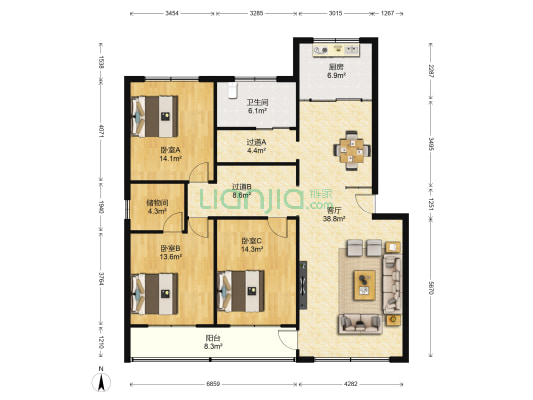 工人新村后街 3室1厅1卫 139平方