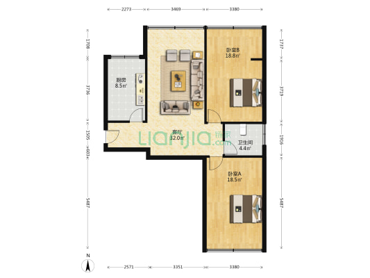 西北街 2室1厅1卫 106平方
