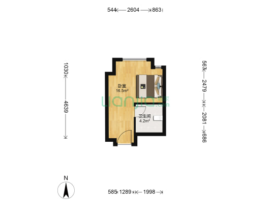 番禺万达广场 1室0厅1卫 32平方