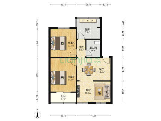 青年节131A 2室2厅1卫 79平方