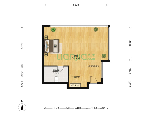 濠景国际 1室0厅1卫 91平方