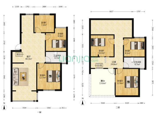 金地花园 6室1厅2卫 146平方