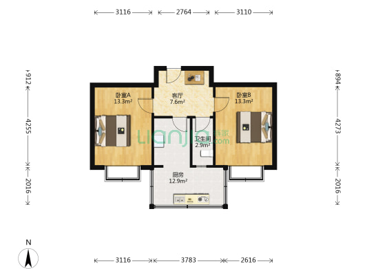 省安一分公司 2室1厅1卫 56平方